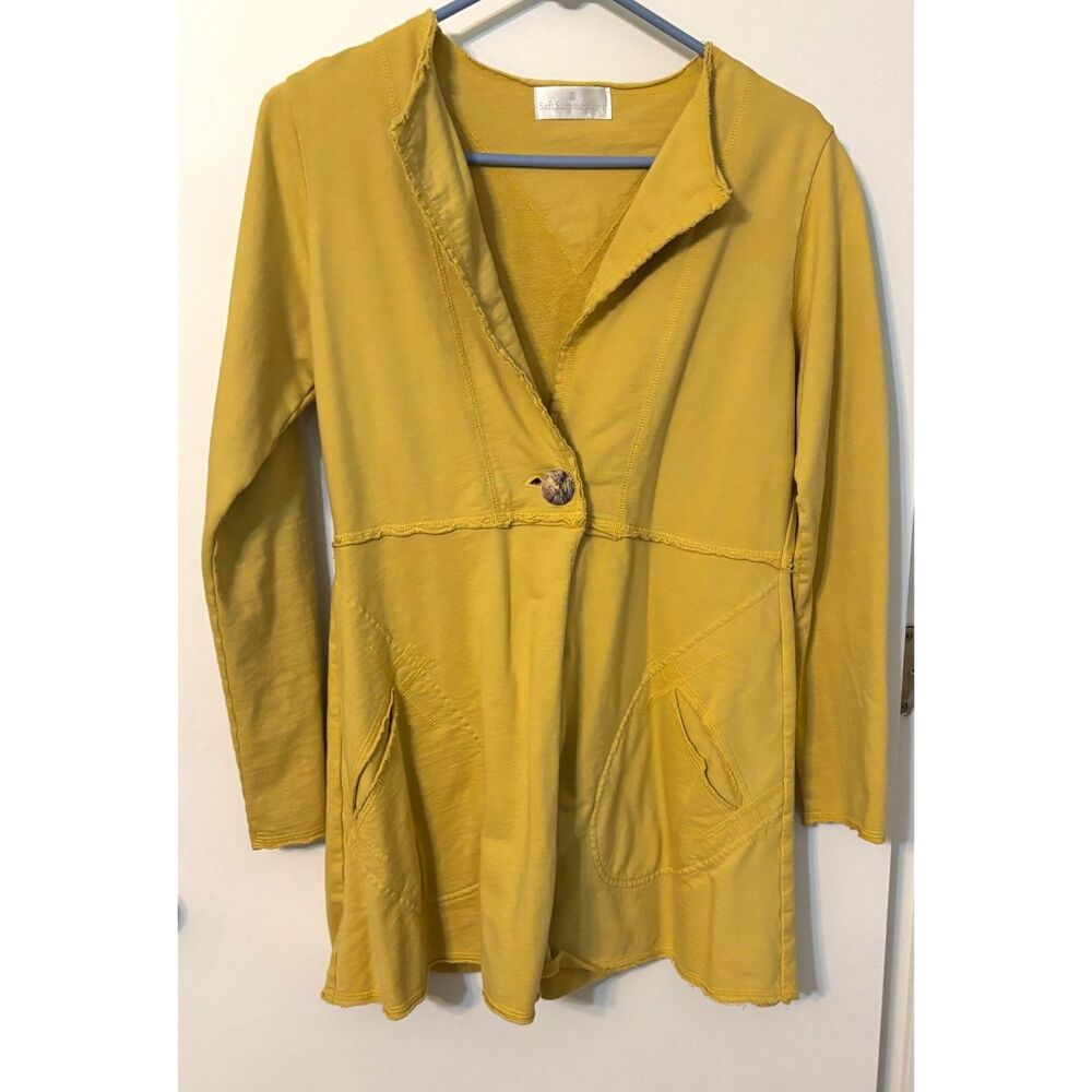 Soft Surroundings Mustard Art-to-Wear Tunic Cardigan Medium Boho Lagenlook
